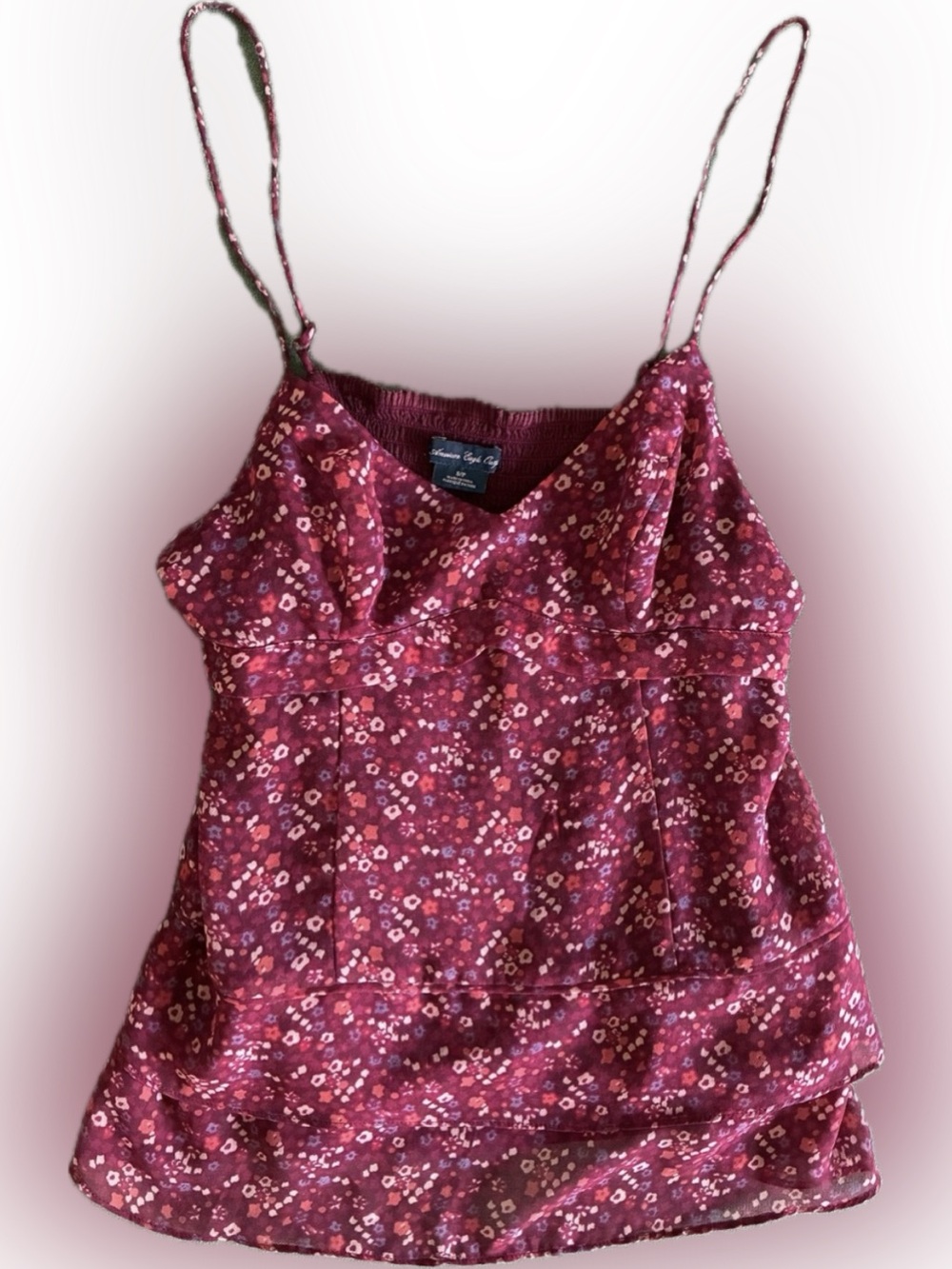 American Eagle Outfitters Red Floral Spaghetti Strap Cami